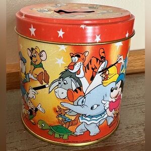 Vintage Disney World tin candy bank container great condition